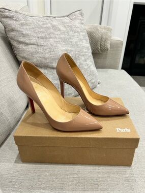 Christian Louboutin Patent Pigalle Pumps in Nude